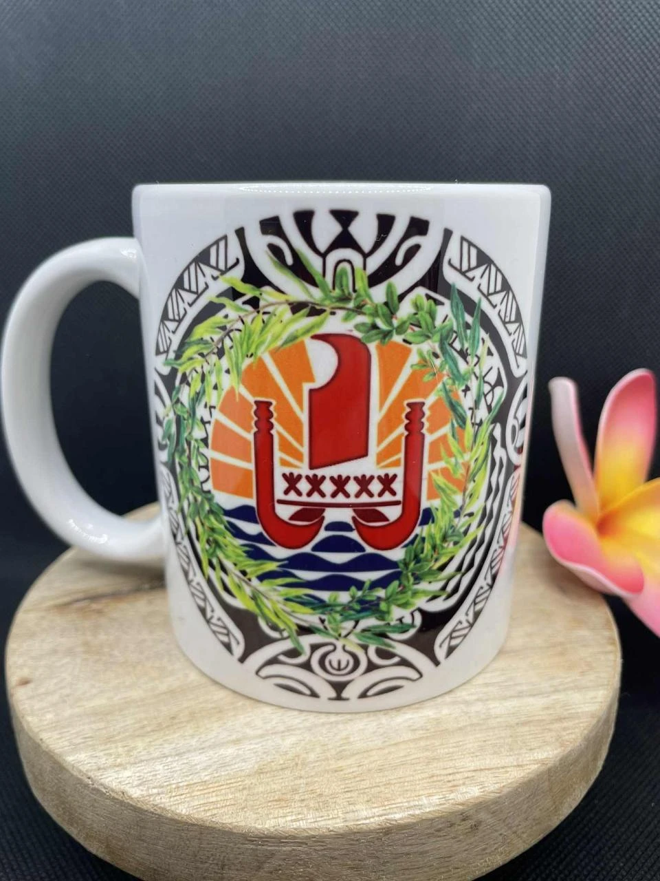 ☕ Mug en Céramique – Tahiti • Tatouage Polynésien • Patutiki 🌺🌊